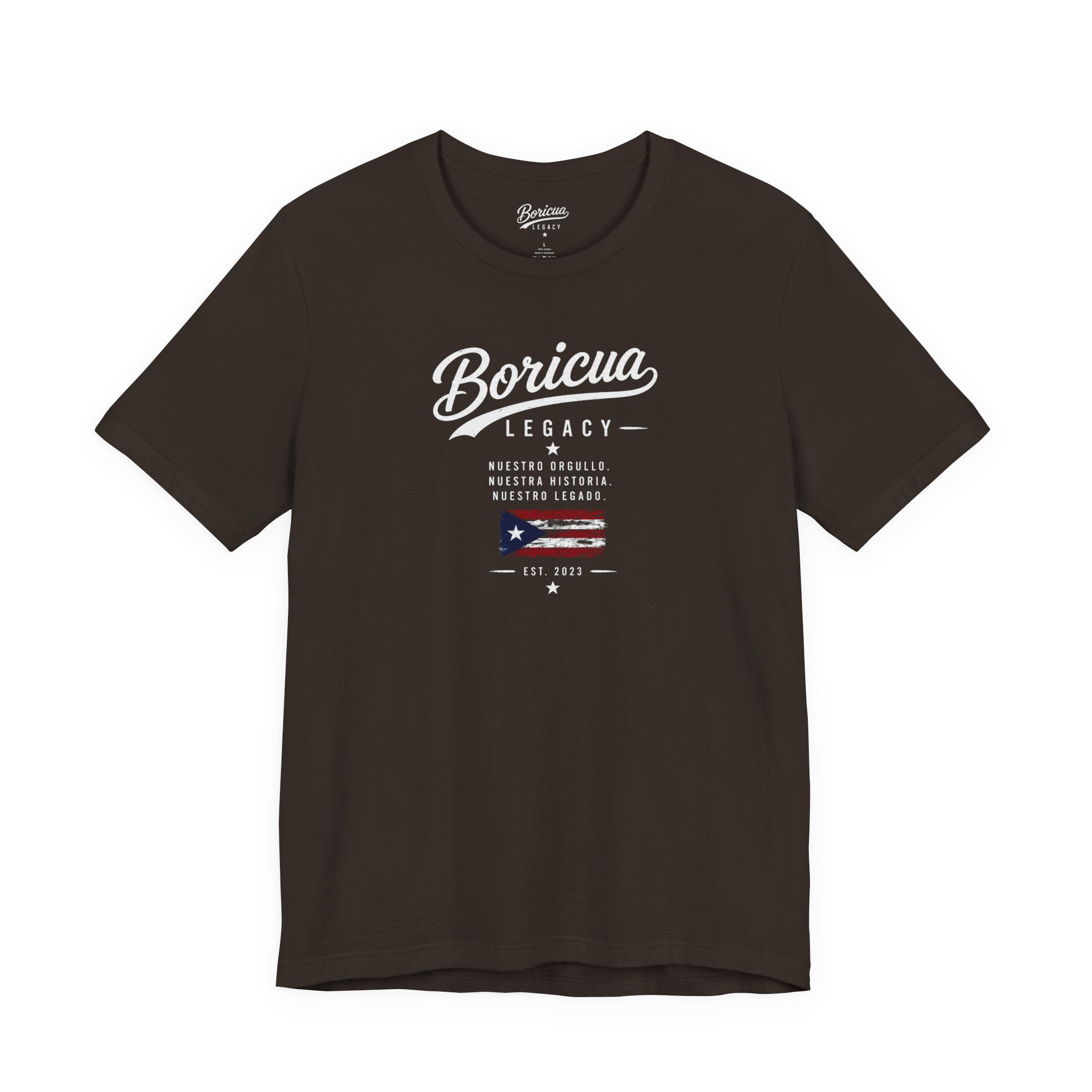 Boricua Legacy T-Shirt — Puerto Rican Pride Tee with Flag and Spanish Motto
