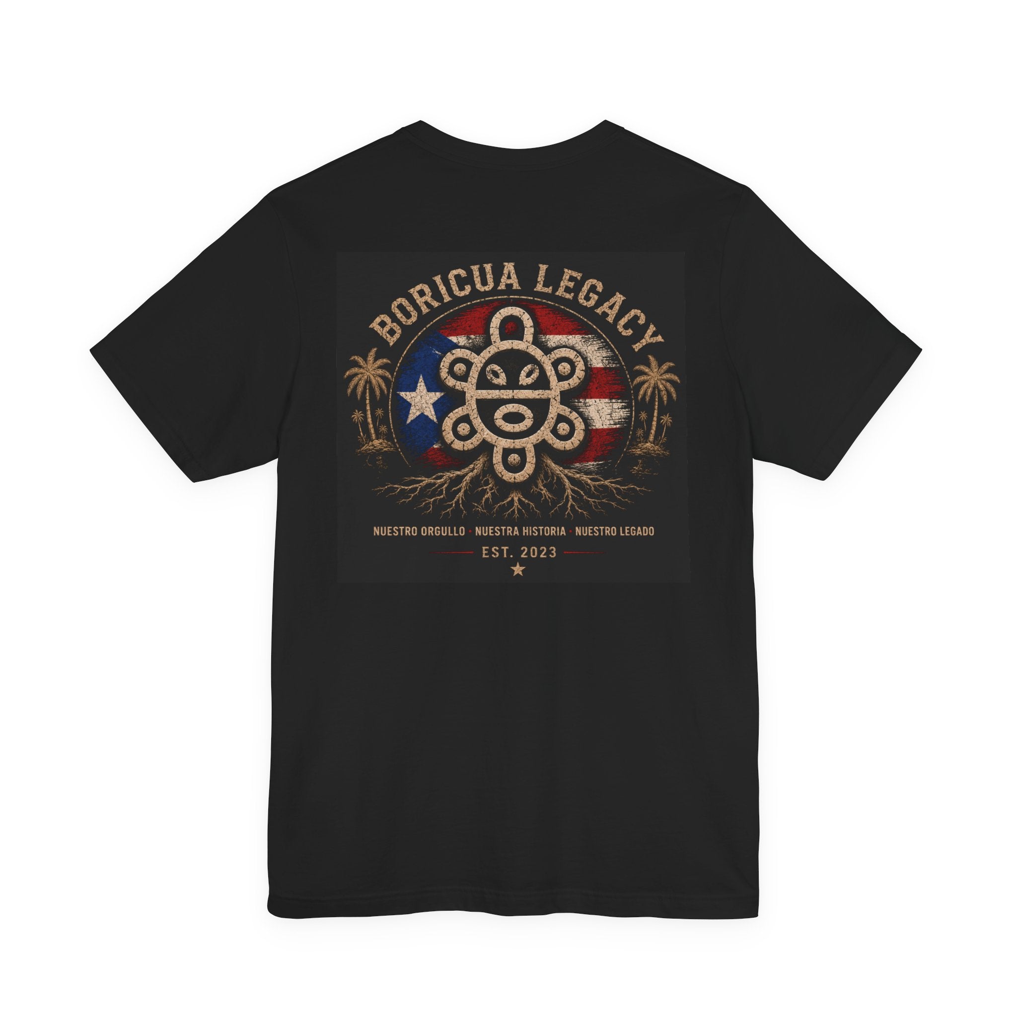 Boricua Legacy T-Shirt — Puerto Rican Pride Tee with Coquí & Flag Design