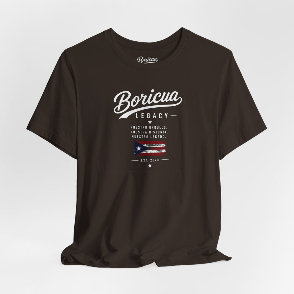 Boricua Legacy T-Shirt — Puerto Rican Pride Tee with Flag and Spanish Motto
