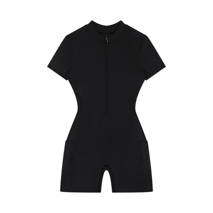 Puerto Rico Seal Romper in black, front