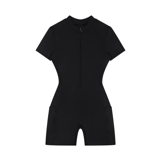 Puerto Rico Seal Romper in black, front