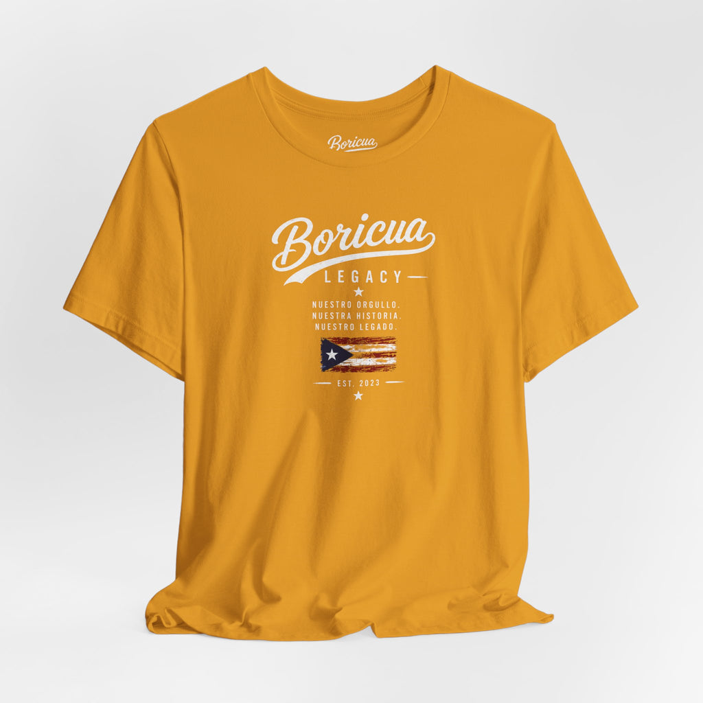 Boricua Legacy T-Shirt — Puerto Rican Pride Tee with Flag and Spanish Motto