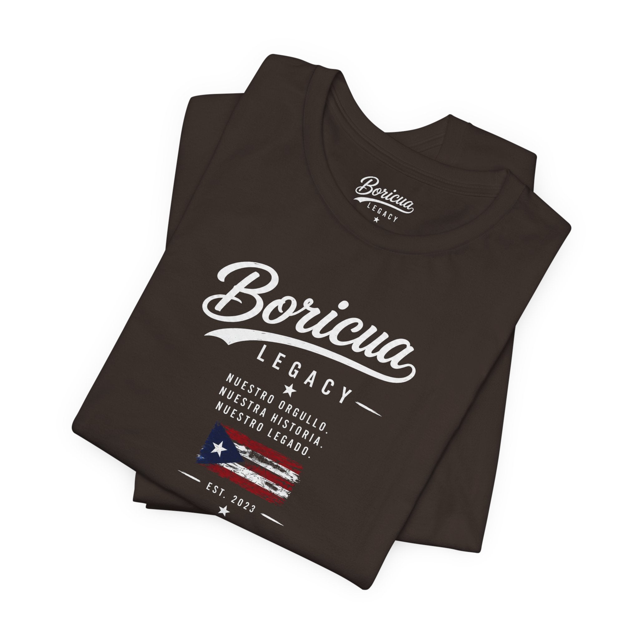 Boricua Legacy T-Shirt — Puerto Rican Pride Tee with Flag and Spanish Motto