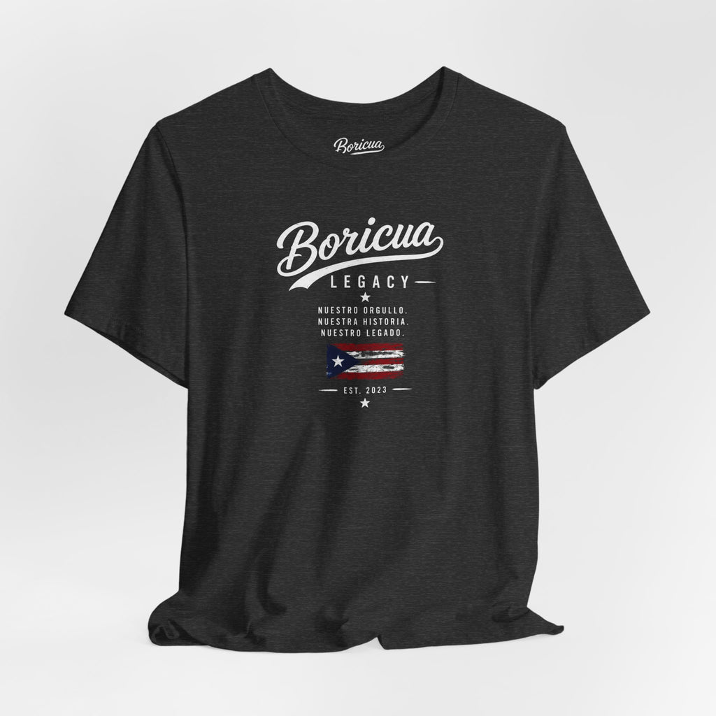Boricua Legacy T-Shirt — Puerto Rican Pride Tee with Flag and Spanish Motto