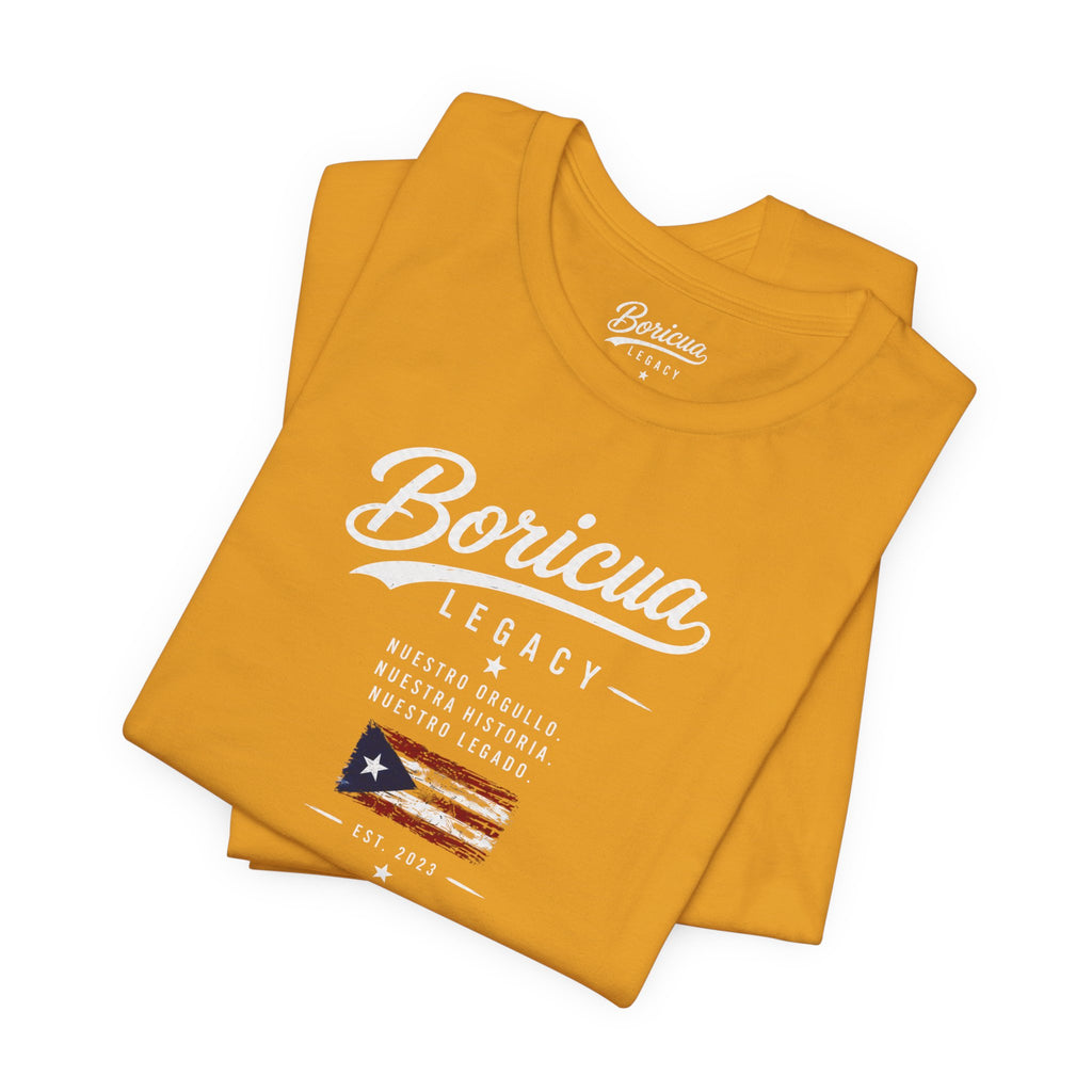 Boricua Legacy T-Shirt — Puerto Rican Pride Tee with Flag and Spanish Motto