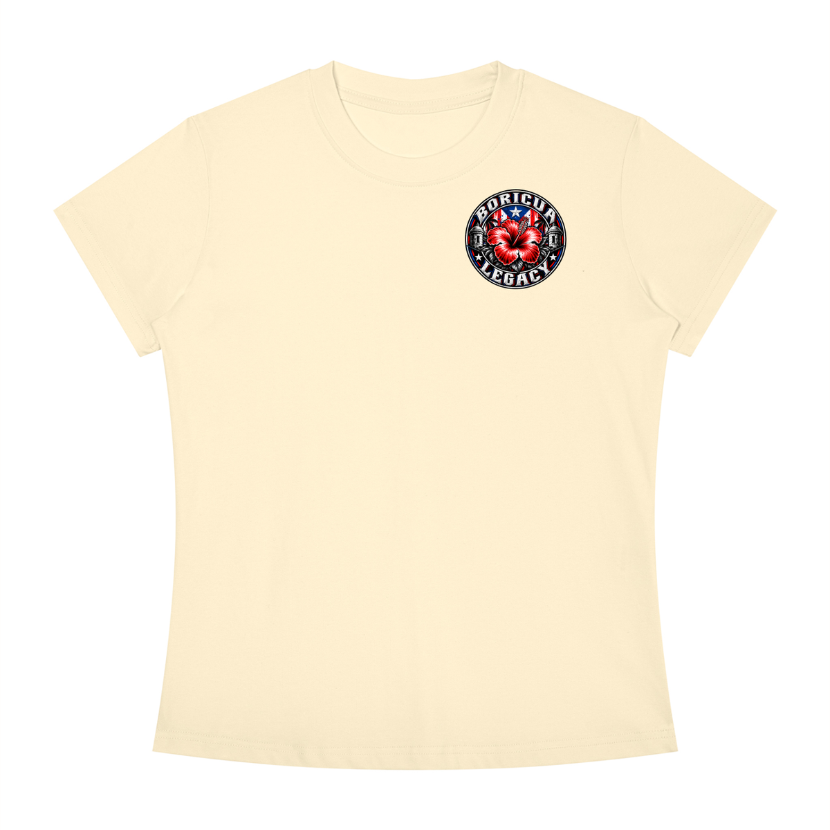 Boricua Legacy Crest Tee in apricot, front