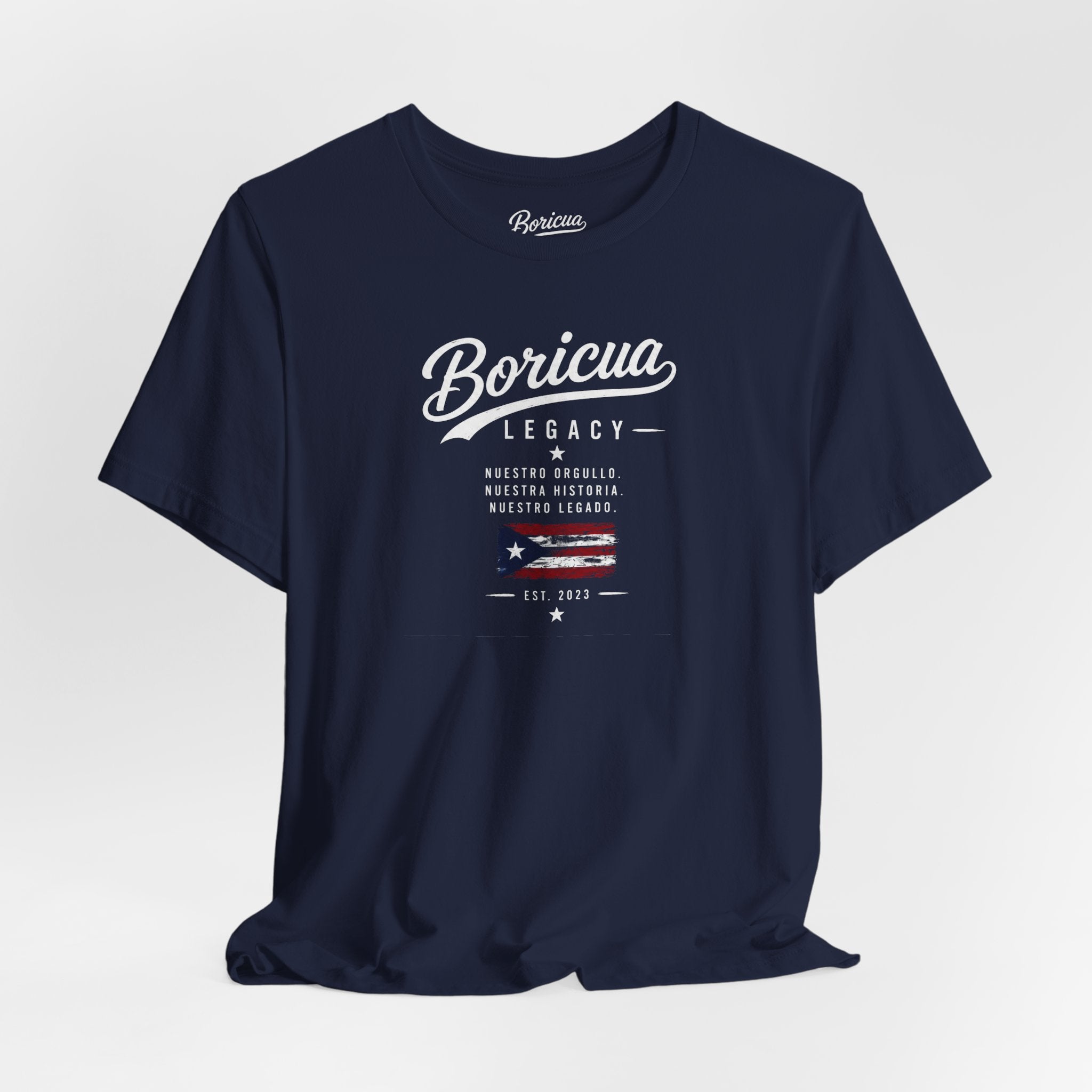 Boricua Legacy T-Shirt — Puerto Rican Pride Tee with Flag and Spanish Motto