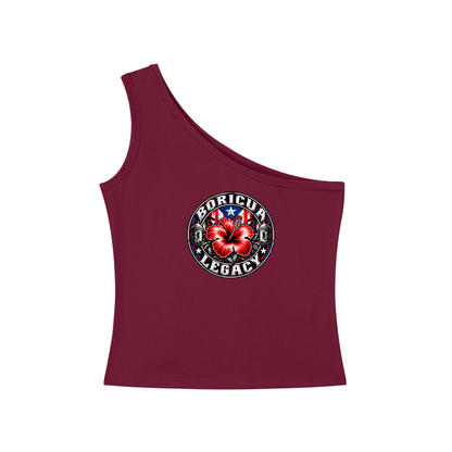 Boricua Legacy Crest Crop Tank in wine red, front