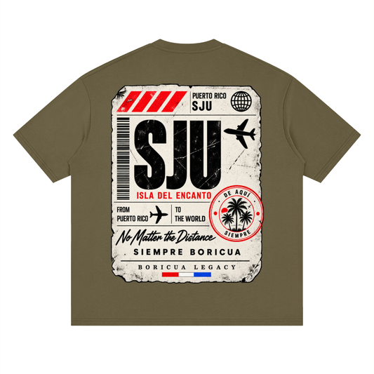 SJU Tee (Olive) – Boricua Legacy Puerto Rican apparel product photo