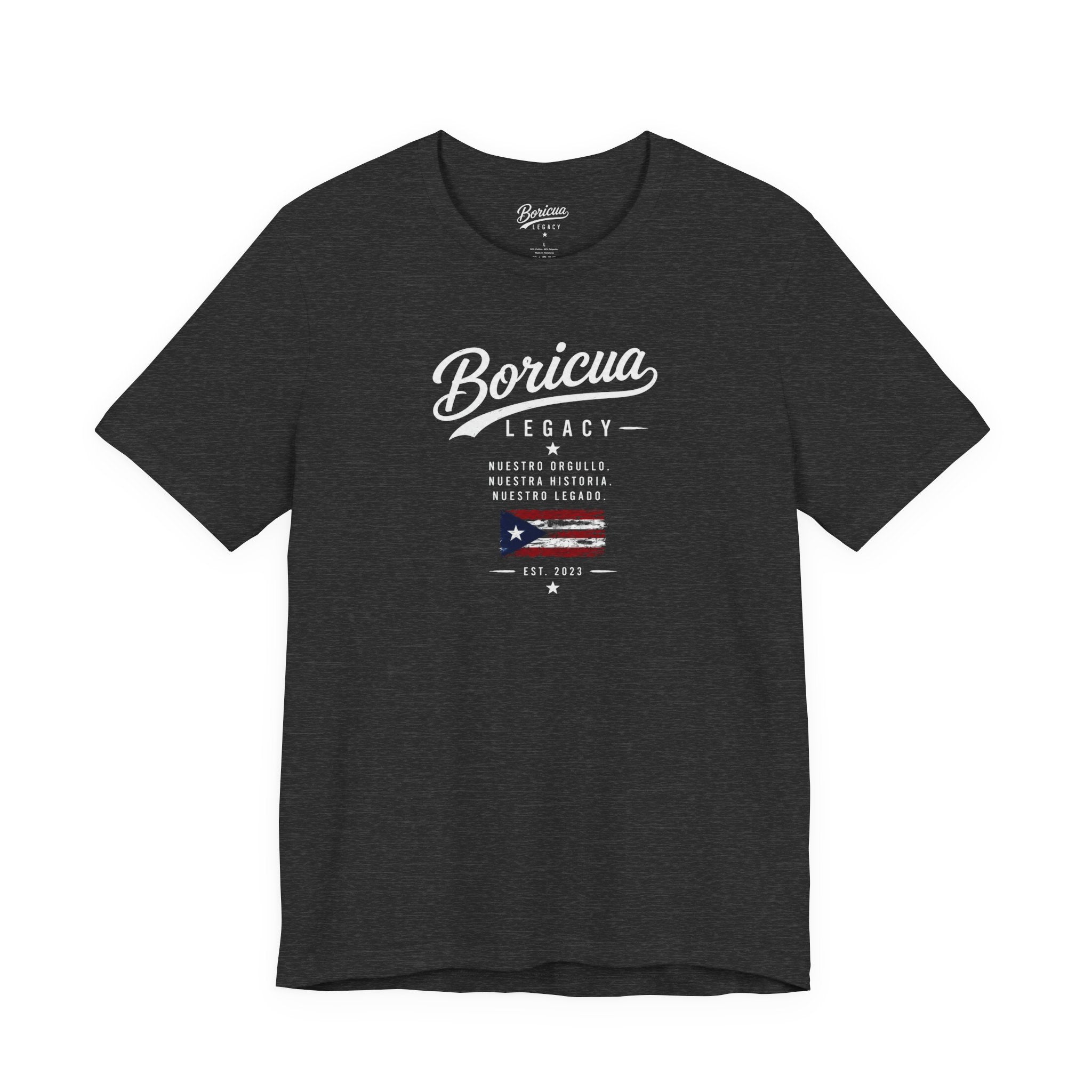 Boricua Legacy T-Shirt — Puerto Rican Pride Tee with Flag and Spanish Motto