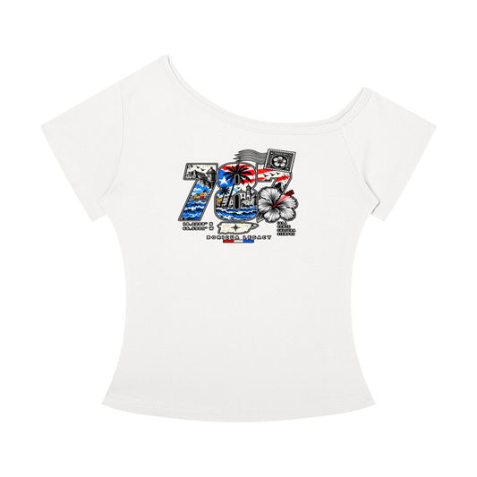 787 Off-Shoulder Tee in white, front