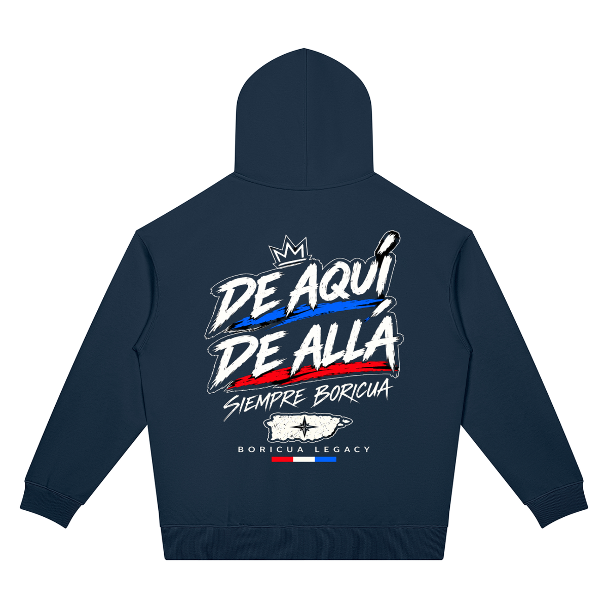 De Aquí De Allá Hoodie – Boricua Legacy Puerto Rican apparel product photo
