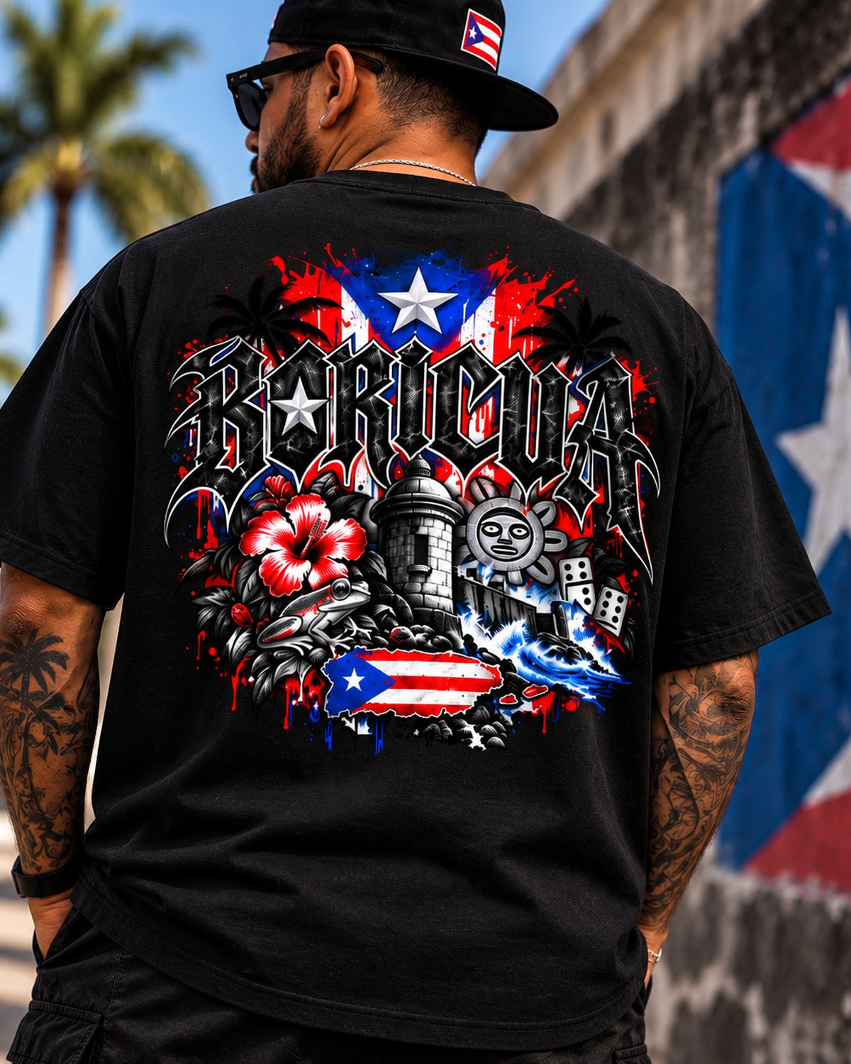 Flor de Maga Tee (Black) – Boricua Legacy Puerto Rican apparel product photo