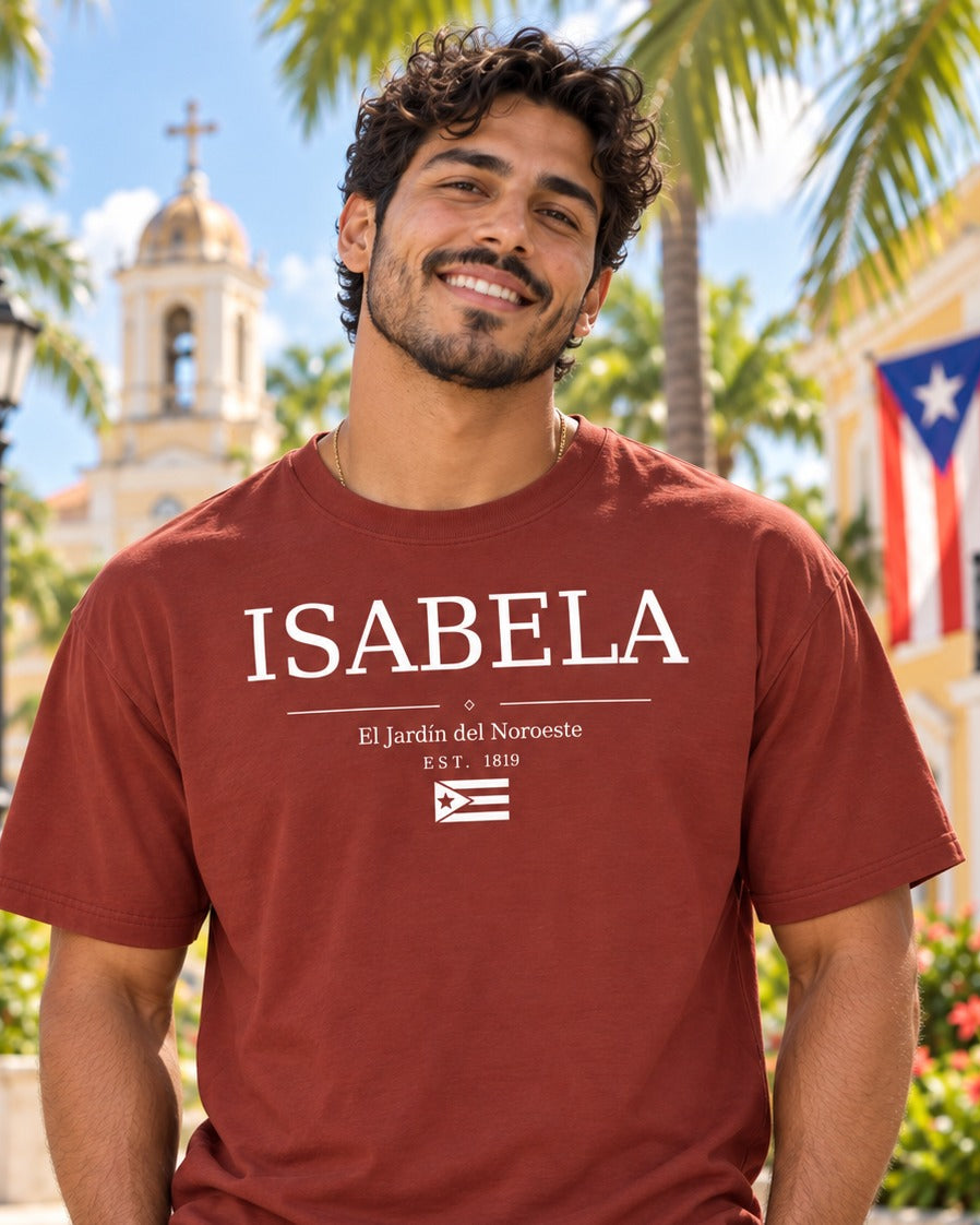 Isabela Puerto Rico Tee – model wearing Boricua Legacy Puerto Rican streetwear