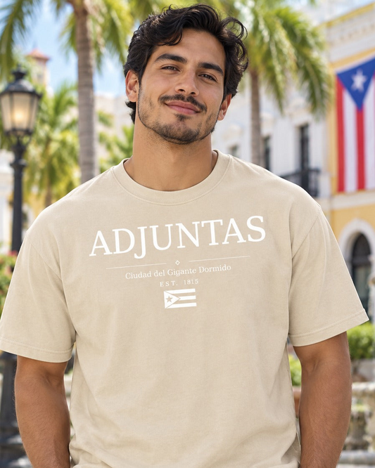 Adjuntas Puerto Rico Tee – model wearing Boricua Legacy Puerto Rican streetwear